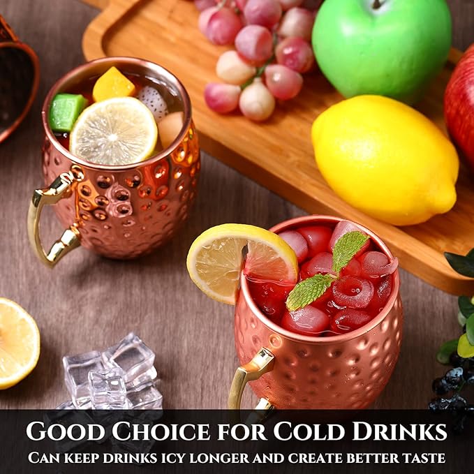 24 Pack Moscow Mule Mugs Set Copper Cups Bulk Stainless Steel Moscow Mule Cups Tarnish Resistant Hammered Finish Chilled Coffee Mugs for Cocktail Wedding Gift Drinkware(12 oz)
