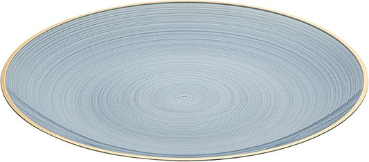 Restaurantware Plastic Plates 20 Pcs 10" Gold Rimmed Disposable Plates Heavy-Duty Blue Translucent Rippled Plastic Dinner Servers for Party, Weddings, Salads, Desserts, and Appetizers