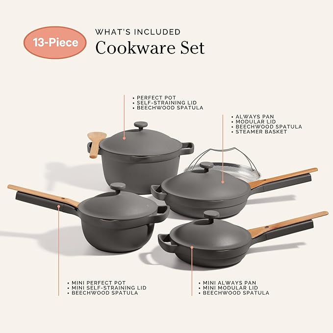 Our Place Cookware Set - Complete 13-Piece Set Including Always Pan 2.0, Mini Always Pan, Perfect Pot, and Mini Perfect Pot | Multifunctional, Toxin-Free Nonstick | Replaces 36 Pieces | Char