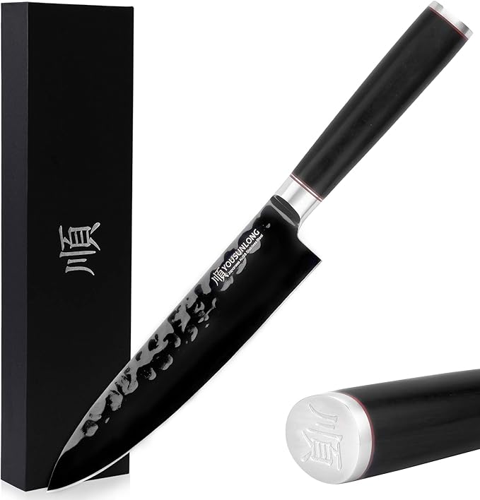 YOUSUNLONG Chef Knife 8 Inch Kitchen Knife -Japanese High Carbon Stainless Steel AUS8 Steel- Leadwood Handle -Cut meat and vegetables