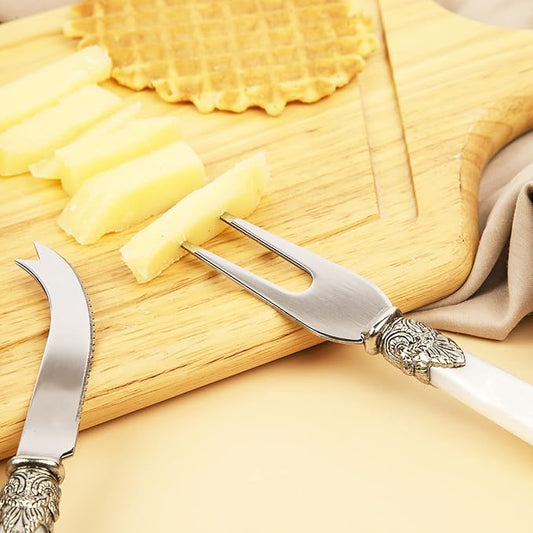 4-Piece Cheese Knive Set With Gift Box Stainless Steel Knife With Pearl Handle,Suitable For Parties And Festivalsfor Charcuterie Boards Accessories (White)