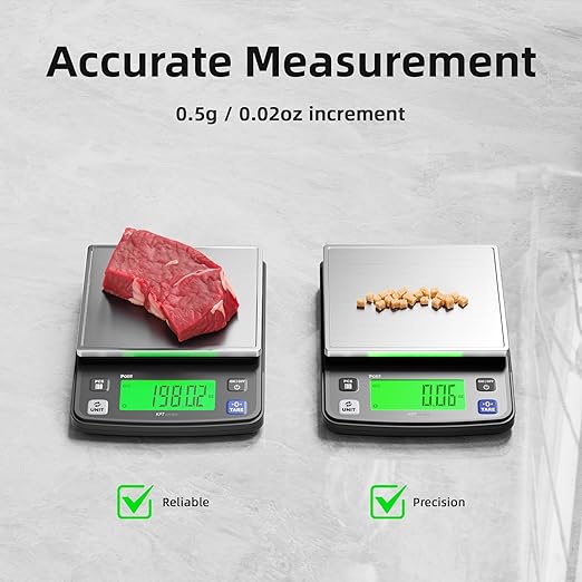 Polit Digital Food Scale KPT EVO 13lb/6kg|Rechargeable Kitchen Scale with LCD Display & Stainless Steel Top|0.5g/0.02oz Accuracy Baking Scale for Cooking, Counting, and Measuring Grams & Ounces