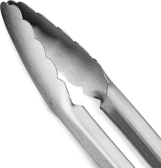 304 Stainless Steel Kitchen Cooking Tongs, 12" and 14" Set of 2 Sturdy Grilling Barbeque Brushed Locking Food Tongs with Ergonomic Grip, Orange