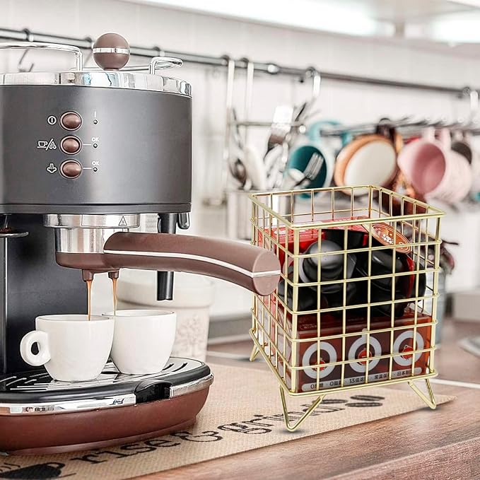 Storage Organizer Coffee Pods Holders for counter with Large Capacity Coffee Capsule Holder (Gold)
