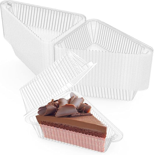400 Pieces Cake Slice Plastic Containers with Lids 5 Inches Hinged Lid Cheese cake Container, for Home, Bakery and Cafe
