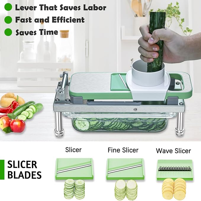 Vegetable Chopper, Veggie Chopper With 8 Blades, Onion Cutter with Container, Pro All-in-1 Food Dicer, Mandoline Slicer, Stainless steel materials Salad Grater