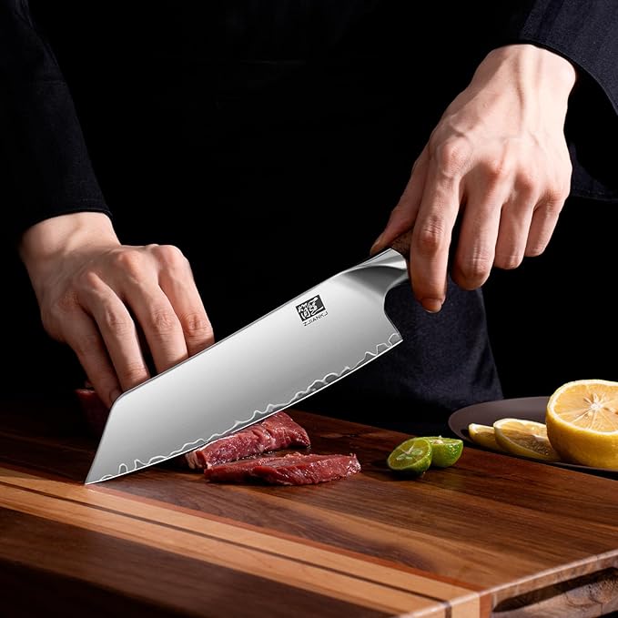 Chef Knife, 8-inch Hand Forged Professional Kitchen Knife with Japanese 10Cr15MoV Stainless Steel Gyuto Knife with Blue Ergonomic Handle, Razor-Sharp Cooking Knife in Gift Box