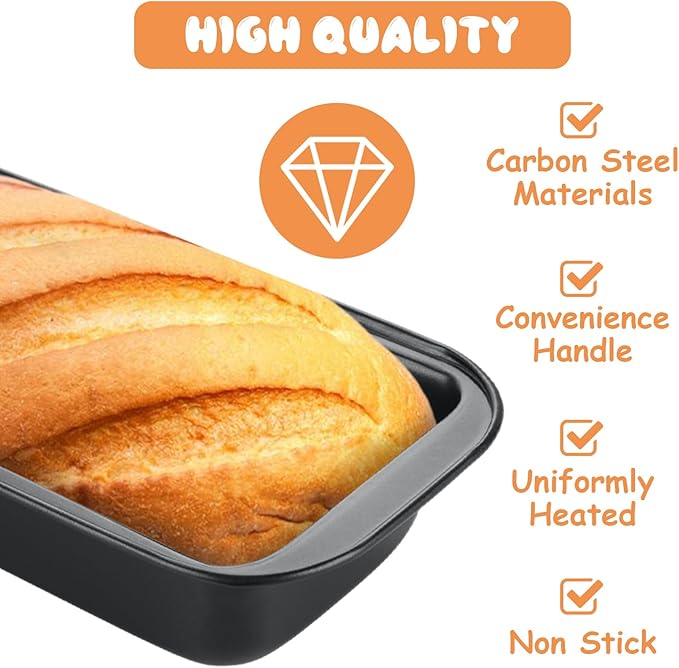 QTLCOHD 6 Pack 10 x 5 Bread Loaf Pan for Baking Homemade Bread, Non Stick Carbon Steel Loaf Pans