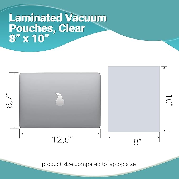 APQ Pack of 1000 Co-Extruded Vacuum Pouches, Clear 8 x 10. Vacuum food bags 8x10. 3 mil Thickness. USDA approved. Polyethylene bags for packing and storing. Perfect for Industrial, food service.