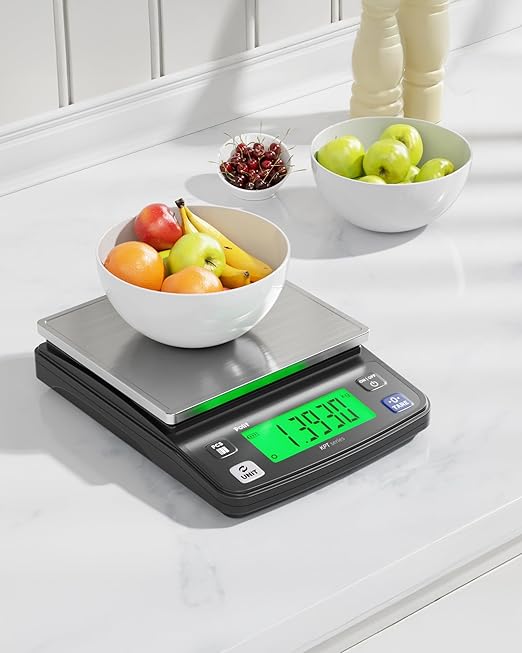 Polit Digital Food Scale KPT EVO 13lb/6kg|Rechargeable Kitchen Scale with LCD Display & Stainless Steel Top|0.5g/0.02oz Accuracy Baking Scale for Cooking, Counting, and Measuring Grams & Ounces