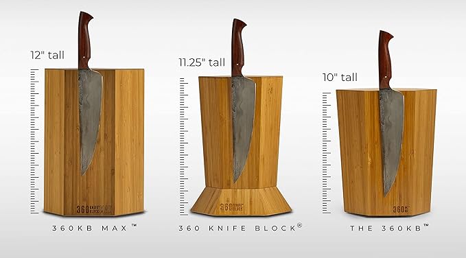 360KnifeBlock® - The 360KB™ (bamboo) ROTATING Magnetic Knife Block 10" tall SeriousEats/Food&Wine BEST Universal Knife Block - handmade in Washington