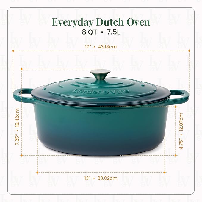 Larder & Vine 20 Piece Cookware Set (Bondi) | Dutch Oven, Utensil Set, Braiser, and Trivets