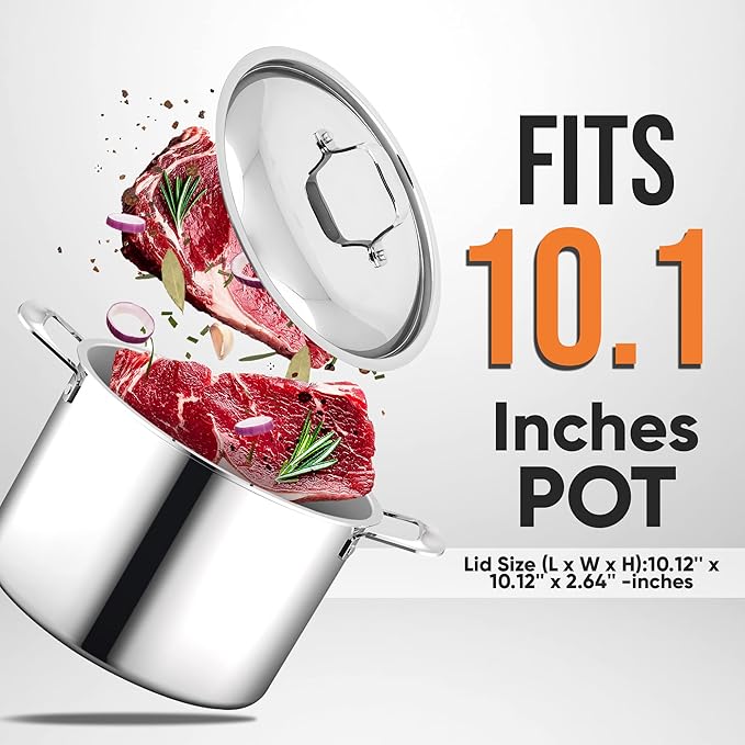 Nutrichef Stainless Steel Stockpot Lid - Sturdy and Durable Stain-Resistant Kitchen Cookware Saute Pan Stock Pot Lid w/ Handle - Works w/ Kitchenware Pots & Pans Set Model NCSSX45