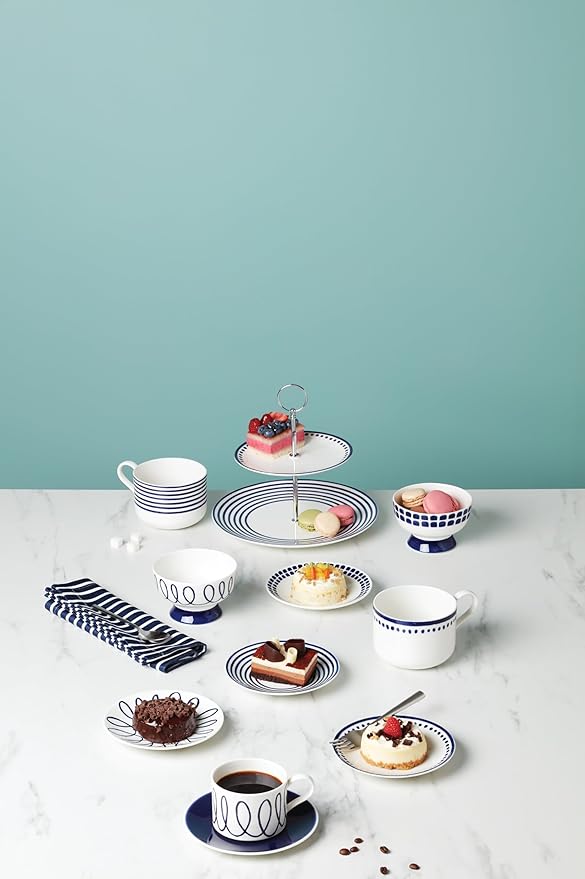 kate spade new york Charlotte Street 4-Piece Assorted Mugs, Blue