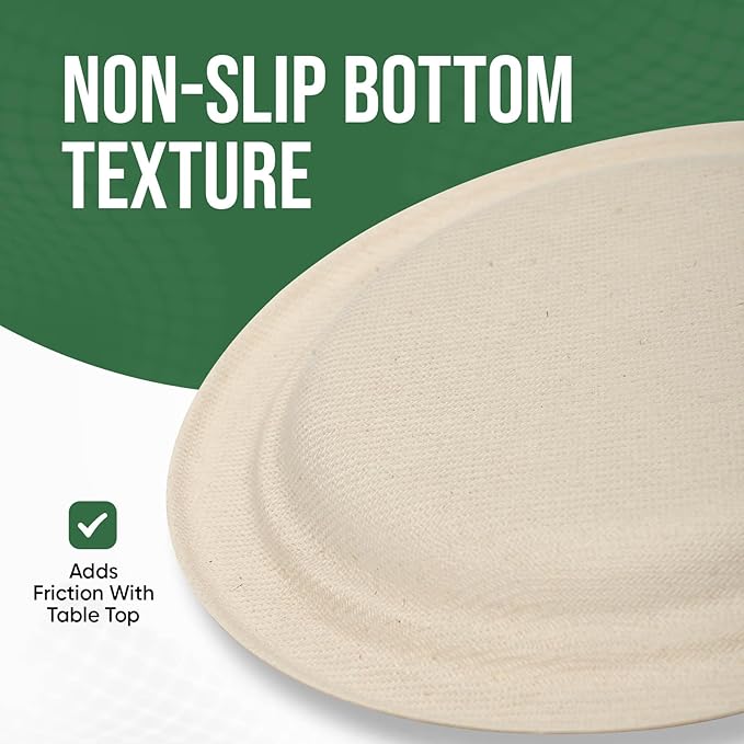 7 Inch Paper Plates 100 Pack - 100% Compostable Disposable Plates, Heavy Duty Dessert Plates, Biodegradable Sugarcane Plates for Party (Microwavable, Oil/Water Proof, Eco-Friendly, Brown)