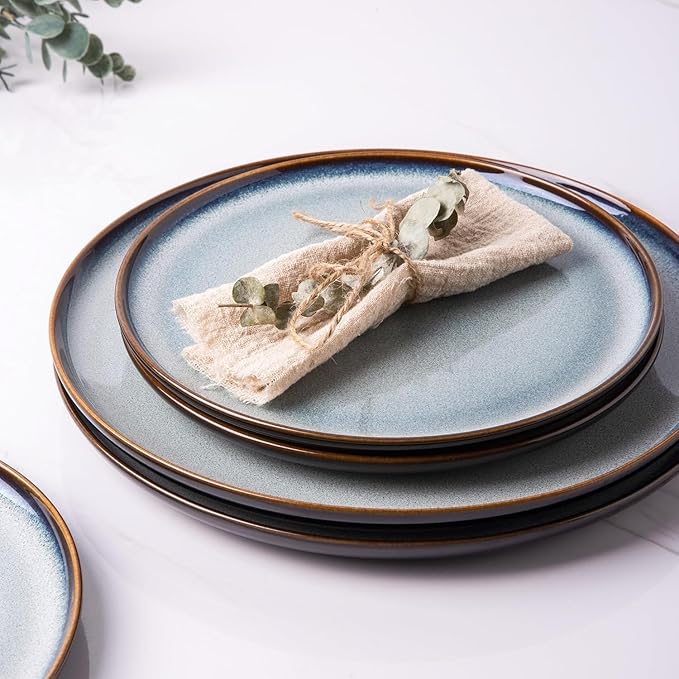 LERATIO Ceramic Dinnerware Sets for 12, 36 Pieces Plates and Bowls Sets, Reactive Glaze Dishes -Scratch Resistant, Dishwasher&Microwave Safe&Oven Safe