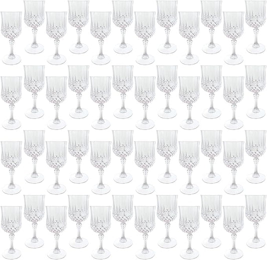 Plastic Wine Glasses,Plastic Goblets Vintage Style Cordial Drinking Glasses for Wedding Reception, Grand Event Party Supplies (48, transparent)