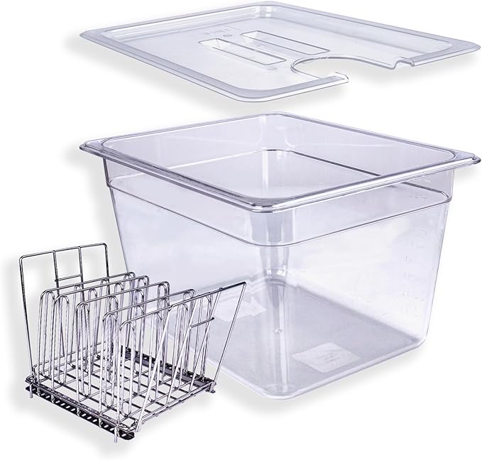 12 QT Sous Vide Container with Lid,Sous Vide Cookers Compatible with Anova, Joule, Nano, Wancle,Perfect for Chicken Beef Parties and Professionals (12 qt containers with lids and racks)