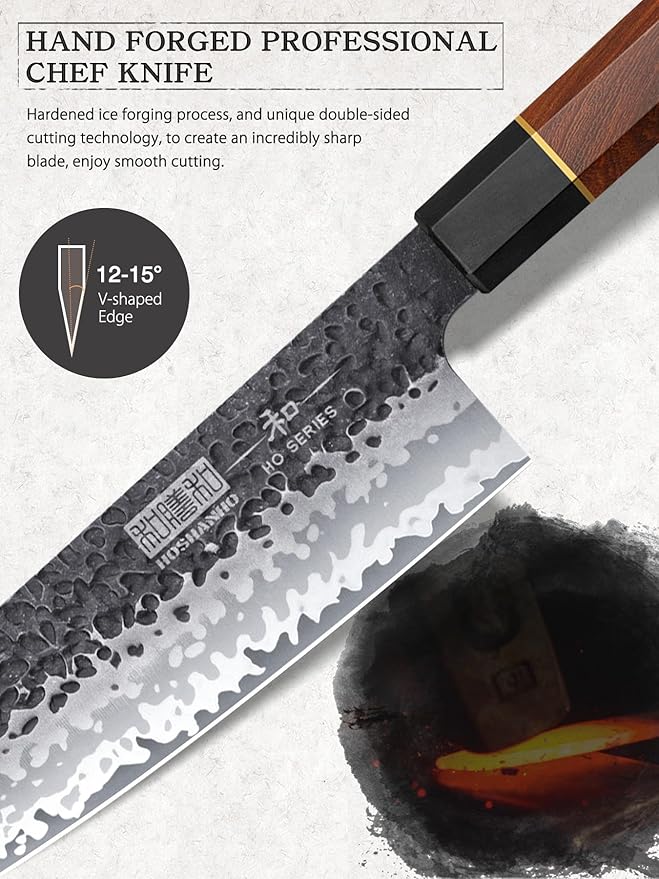 HOSHANHO 7 Pieces Knife Set with Magnetic Knife Block, Japanese High Carbon Steel Kitchen Knife Set, Ultra Sharp Chef Knives Set with Ergonomic Handle