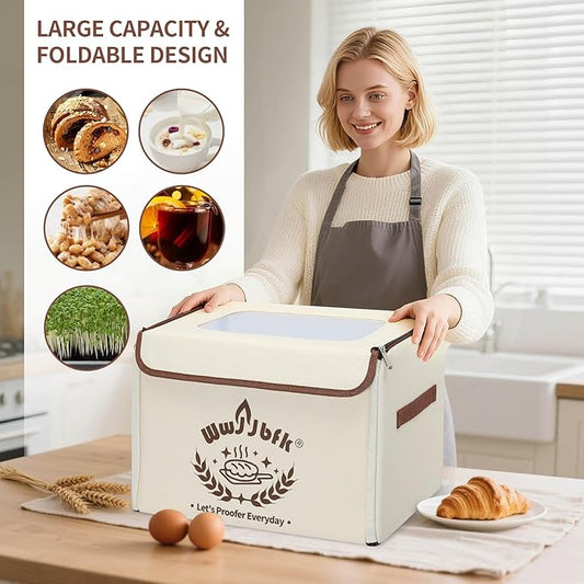 Wwyybfk Bread Proofing Box Foldable Dough Proofer Box with 68-131℉ Temp Control & 99H Timer for Sourdough, Bread Baking, Pizza, Yogurt, Kombucha, Space-Saving & 6-Layer Fabric