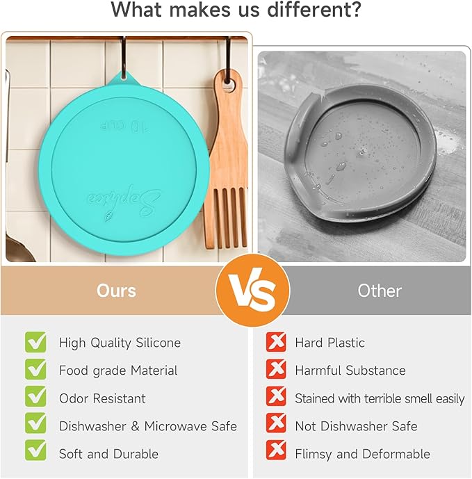 SOPHICO Silicone Replacement Lids for Pyrex Sculpted Glass & Tinted Glass Bowls Mixing Bowls, Lids For 7403-s 10-Cup &2.3 Qt(Container not included)