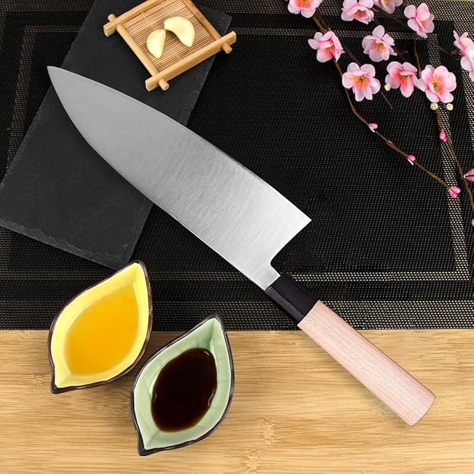 WILDMOK Left Handed 7 Inch Deba Knife German Stainless Steel Sashimi Knife Asian Usuba Salmon Knife for Left Handed