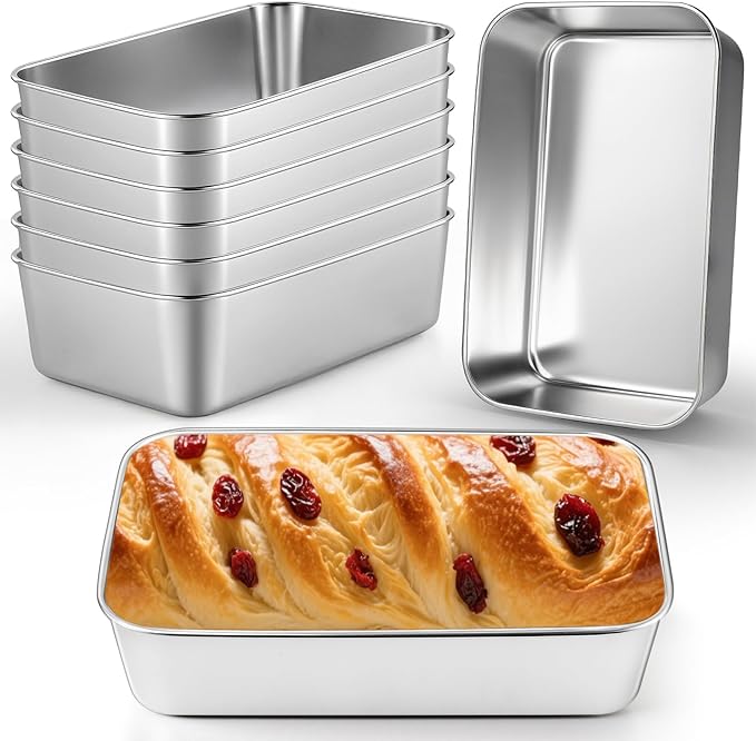 8 Pcs Loaf Pans Set, 9 x 6 Inch Stainless Steel Bread Baking Pan, Loaf Toast Baking Pans, Sandwich Bread Pan for Homemade Breads Meatloaf Cake, Oven & Dishwasher Safe