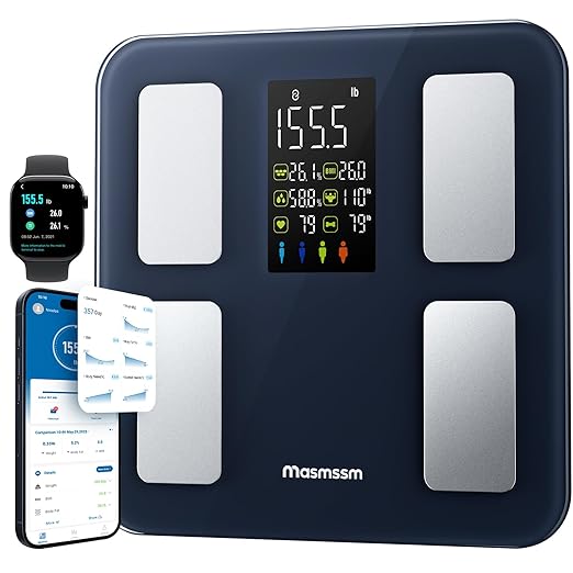 Smart Scale for Body Weight, FSA&HSA Eligible, Bathroom Digital Weighing Scale with 8-in-1 Large Display, 22 Metrics with BMI, Body Fat, Heart Rate, Compatible with iOS & Android