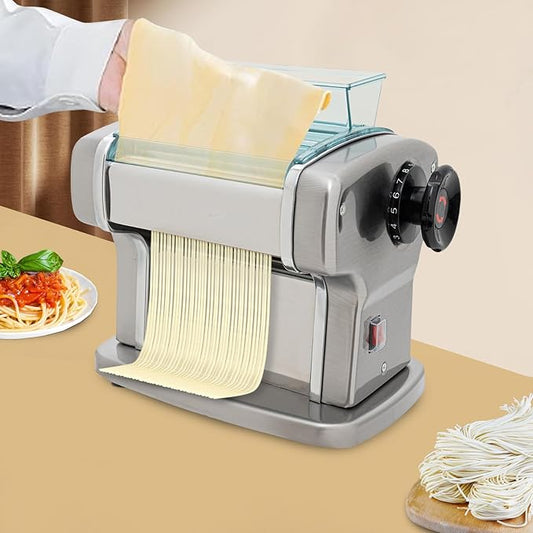 Electric Pasta Maker Machine, Automatic Noodle Maker with 9 Thickness Settings, Stainless Steel Dough Sheeter & Roller for Home, DIY Spaghetti, Lasagna
