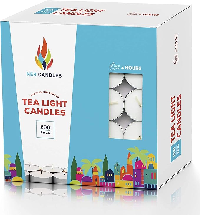 Unscented Tea Lights Candles White, Smokeless, Dripless & Long Lasting Paraffin Small Votive Mini Tealight Candle for Home, Pool, Shabbat, Weddings & Emergencies (50-Pack)