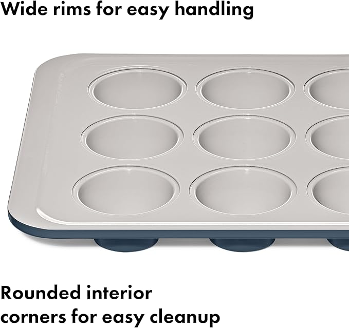 OXO Good Grips Non-Stick Pro Ceramic Coated Metal Bakeware 12 Cup Muffin Pan – Storm Blue