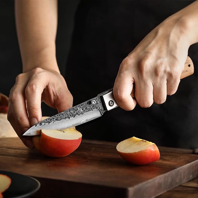 SENBON Forged 440A Stainless Steel sharp pocket folding peeling utility knife Natural Olive Handle Camping trip Outdoor Portable fruit knife