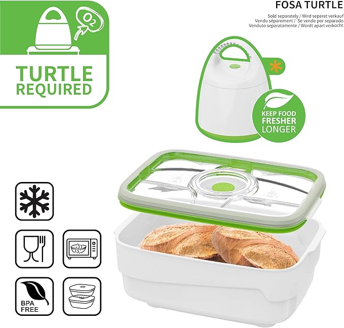 FOSA Vacuum Bread Box 4L (135oz) – Airtight Bread Saver Container for Homemade Loaf, Artisan Bread, Pastries & Food Storage (Pump Sold Separately)