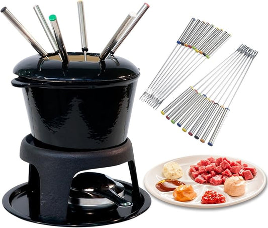 18 Pcs 9.5 Inch Fondue Forks with Heat Resistant Handle Stainless Steel Fondue Sticks for Cheese Pot Chocolate Roast Marshmallows Meat