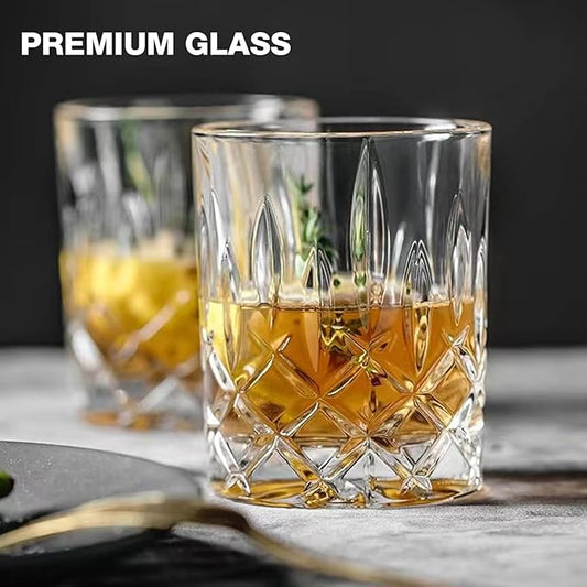 Drinking Glasses, Crystal Glass Cups, Mixed Glassware Set, Crystal Old Fashioned 11oz Highballs and 11oz Whiskey Glasses, Great for Cocktail, Whisky and other Beverages (Style 1,Set of 5)