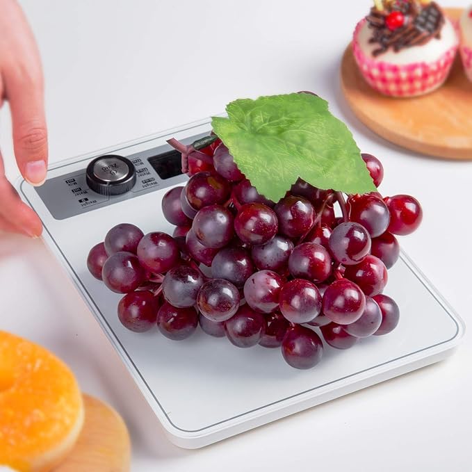 Digital Food Scale, Kitchen Scale for Cooking, Baking, and Weight Loss, 1g/0.03oz Precise Graduation, Tempered Glass (White)