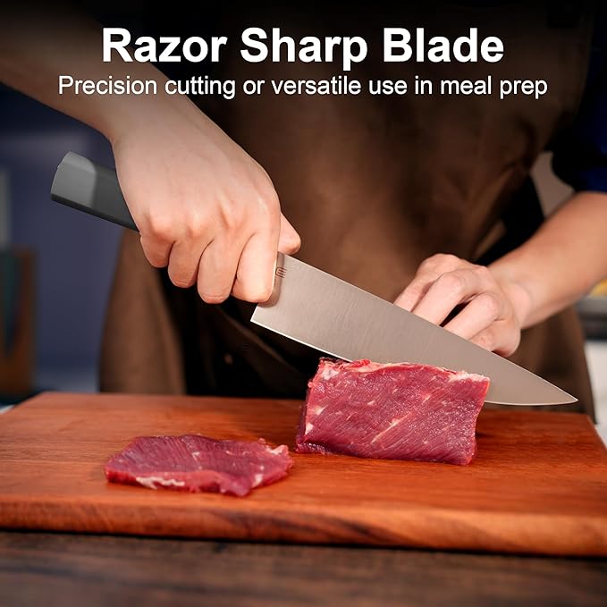 8 Inch Chef Knife, AR-RPM9 Steel & Ergonomic Handle Cooking Knife, Ultra Sharp Professional Kitchen Knife with Oak Sheath, Gift for Home Chefs