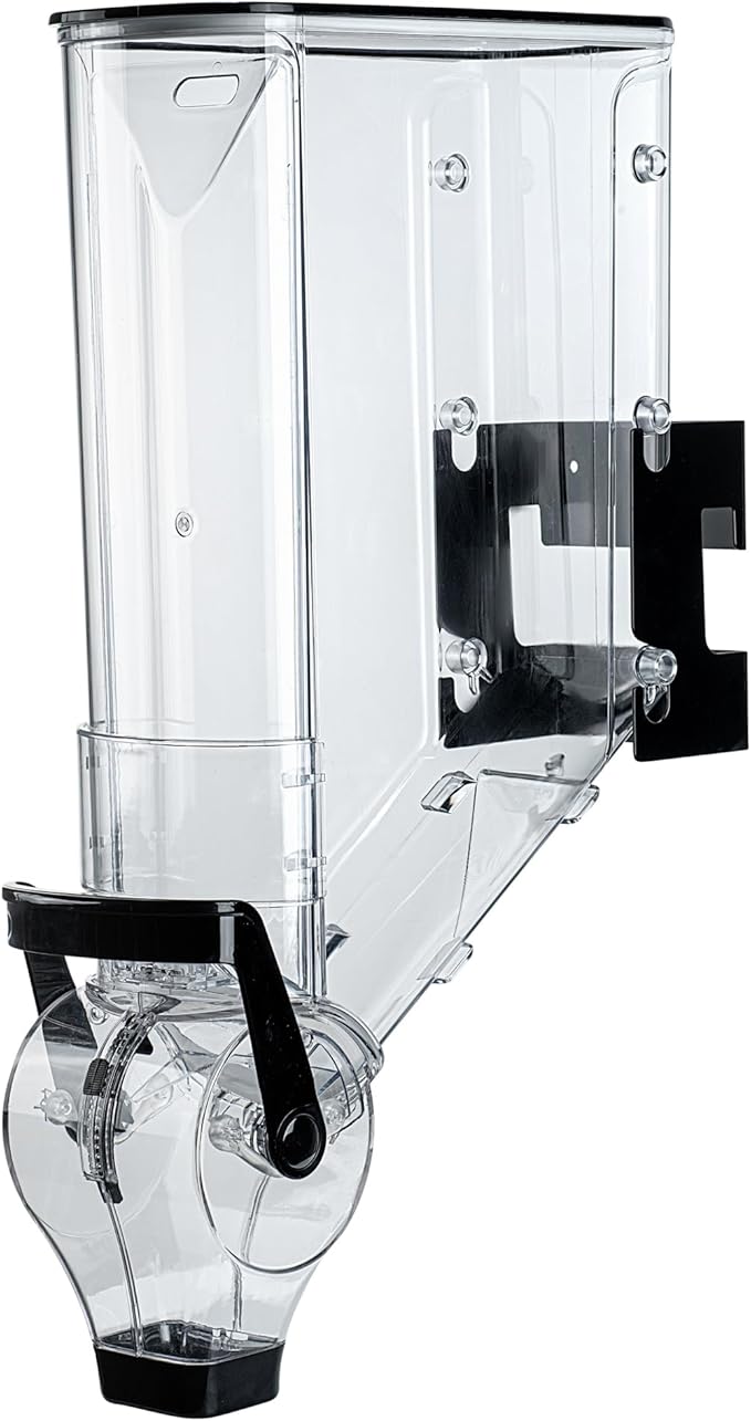 Restaurantware-Met Lux 5 Gallon Dry Food Dispenser, 1 Airtight Cereal Dispenser - Wall-Mounted, Single Control, 1 Black Plastic Grain Holder, For Snacks, Nuts, Or Coffee Beans