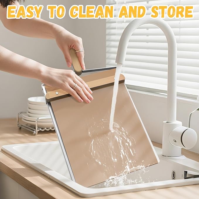 Sliding Pizza Peel, large Pizza Peel Metal Sliding Tray 16” X 13” Making 10-14 Inch, 304 Stainless Steel Metal Premium Pizza Board with Solid Wood Handle, and Pizza Cutter Wheel