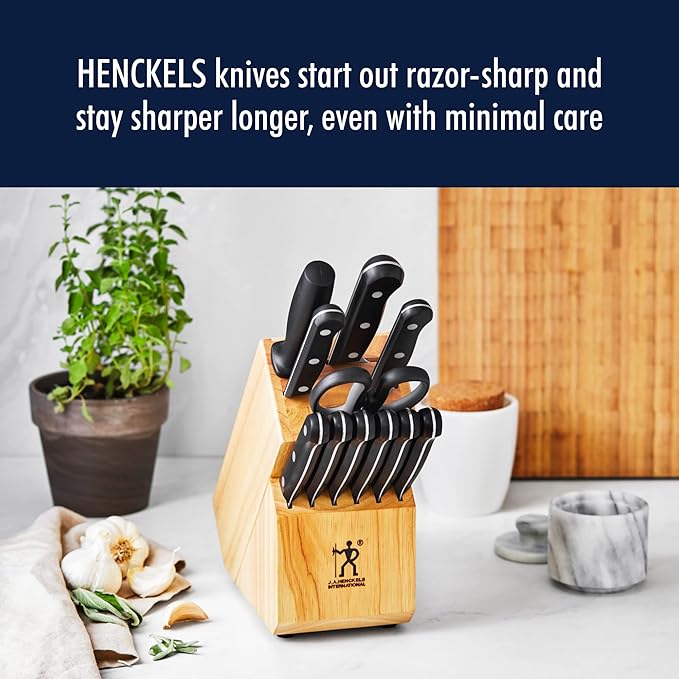 HENCKELS Solution Razor-Sharp Hollow Edge Santoku Knife 5.5 inch, German Engineered Informed by 100+ Years of Mastery, Black/Stainless Steel