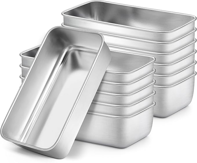 Onader Bread Loaf Pans Set of 12, 9x5 Inch Stainless Steel Deep Meatloaf Pan for Baking
