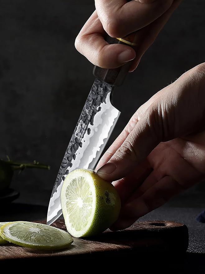 Paring Knife 3.75 Inch Peeling knife, Razor Sharp Japanese High Carbon Steel Small Kitchen Knife, Hand Forged Fruit Knives for Peeling & Coring with Ergonomic Handle
