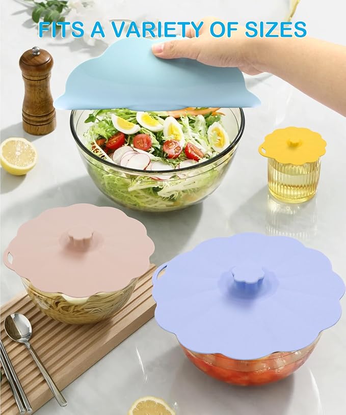 10 Pack Silicone Lids for Bowl Silicone Microwave Splatter Covers, 5 Sizes Reusable Heat Resistant Lids Fits Cups, Bowls, Food Storage, Plates, Pots, Pans, Fridge Dishwasher Safe, BPA Free