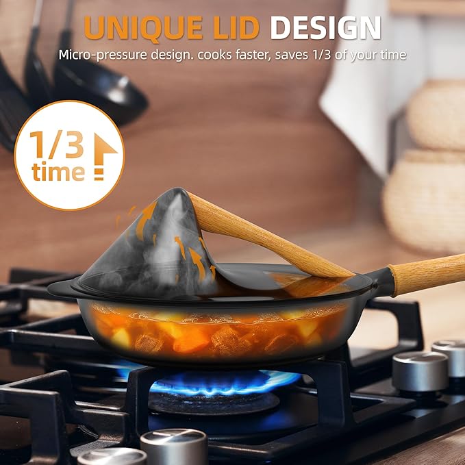 Nonstick Saute Pan Skillet with Lid,10 Inch Deep Frying Pan, Toxin-Free Ceramic Cookware, Healthy Non Toxic Cooking Pan with Helper Handle, Fry Pan Compatible with All Stovetops