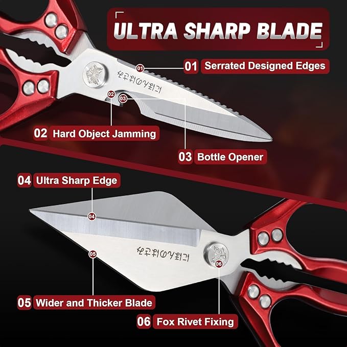 Dream Reach Kitchen Shears Set - Heavy Duty Kitchen Scissors for Food with Ergonomic Handle, Poultry shears for Chicken, Meat, Seafood, Bone Cutting, Gift Box Included