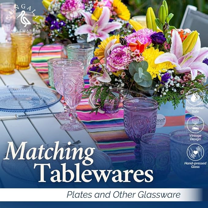 Yungala Colored Wine Glasses set of 6 colorful glass goblets made from Solid glass colors, colorful wine glasses are 100% dishwasher safe, multi colored wine goblets are hand crafted