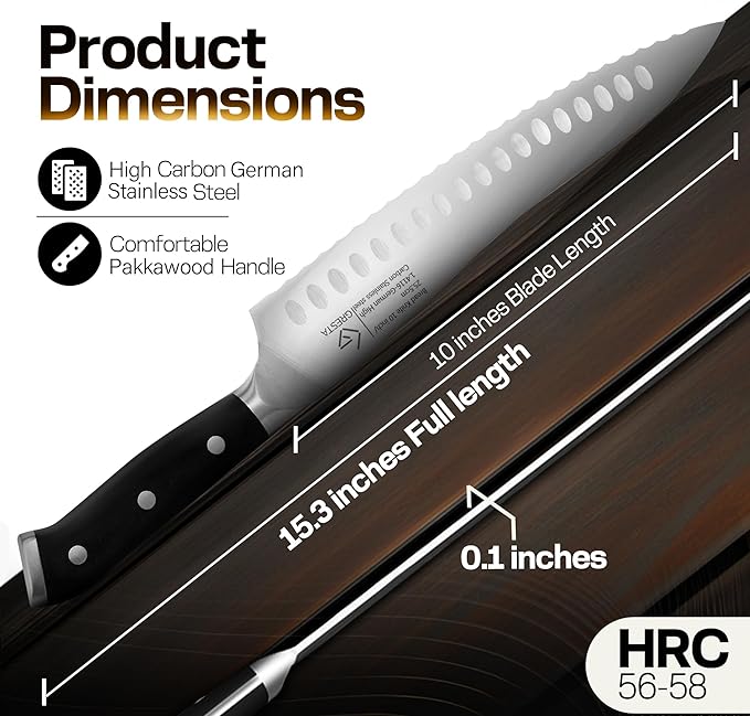 Bread Knife – Serrated Bread Knife for Homemade Bread, Razor-Sharp Stainless Steel Blade, Ideal for Slicing Sourdough, Bagels, Cake & More (Black, 10 Inches)