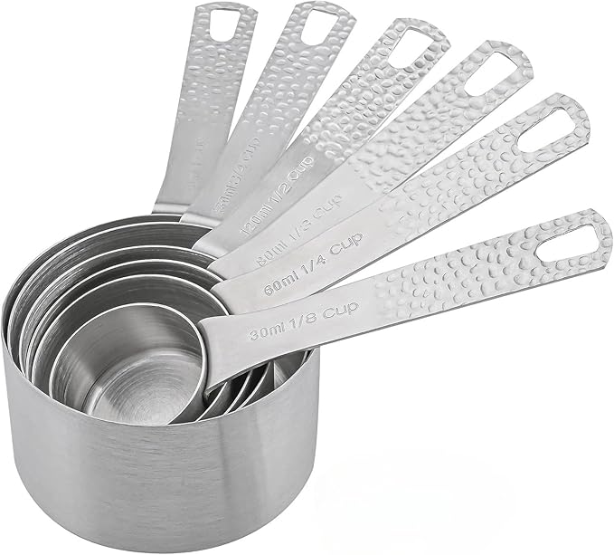 Smithcraft Measuring Cups Set 6, Stainless Steel Measuring Cups Set, 18/8(304) Steel 6 Dry Measuring Cups Set, Kitchen Metric & US Measurer Cups Set, Metal Measuring Cups Set for Cooking and Baking