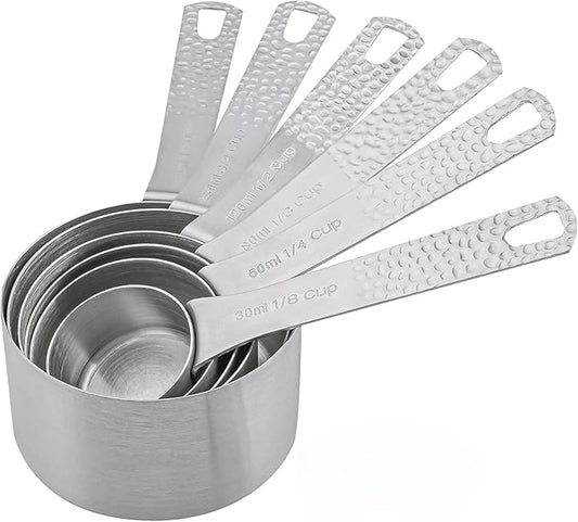 Smithcraft Measuring Cups Set 6, Stainless Steel Measuring Cups Set, 18/8(304) Steel 6 Dry Measuring Cups Set, Kitchen Metric & US Measurer Cups Set, Metal Measuring Cups Set for Cooking and Baking