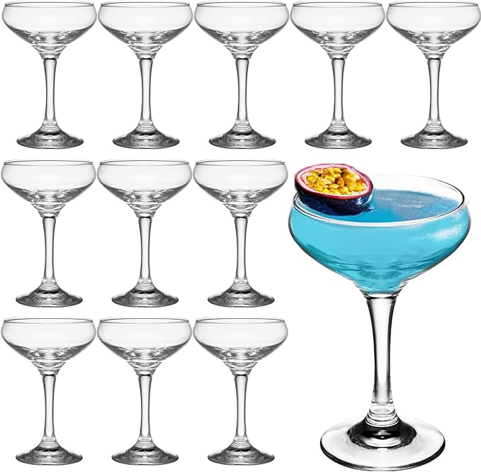 12 Pieces Crystal Martini Glasses Champagne Flute,Coupe Bowl Stemmed Cocktail Glasses,Set Of 12 Elegant Clear Goblets Colored Drinking Cups Champagne Wine Glasses for Parties Cocktail Margarita,Juice